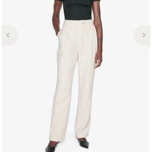 ANINE BING Ari Tweed Trousers in Cream 36 NWT